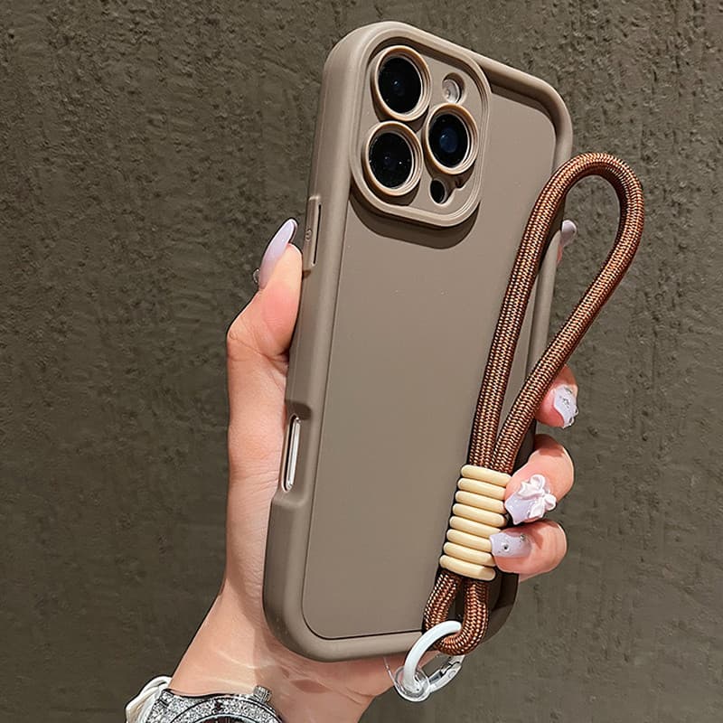 Capa de telefone luxuosa com cordão macio em cor doce, adequada para iPhone 16 17 15 14 13 12 11 Pro Max 7 8 Plus XR XS