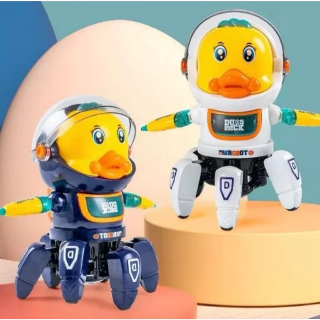 Robô Infantil Musical Pato Espaço Com 6 Pernas Som E Luz