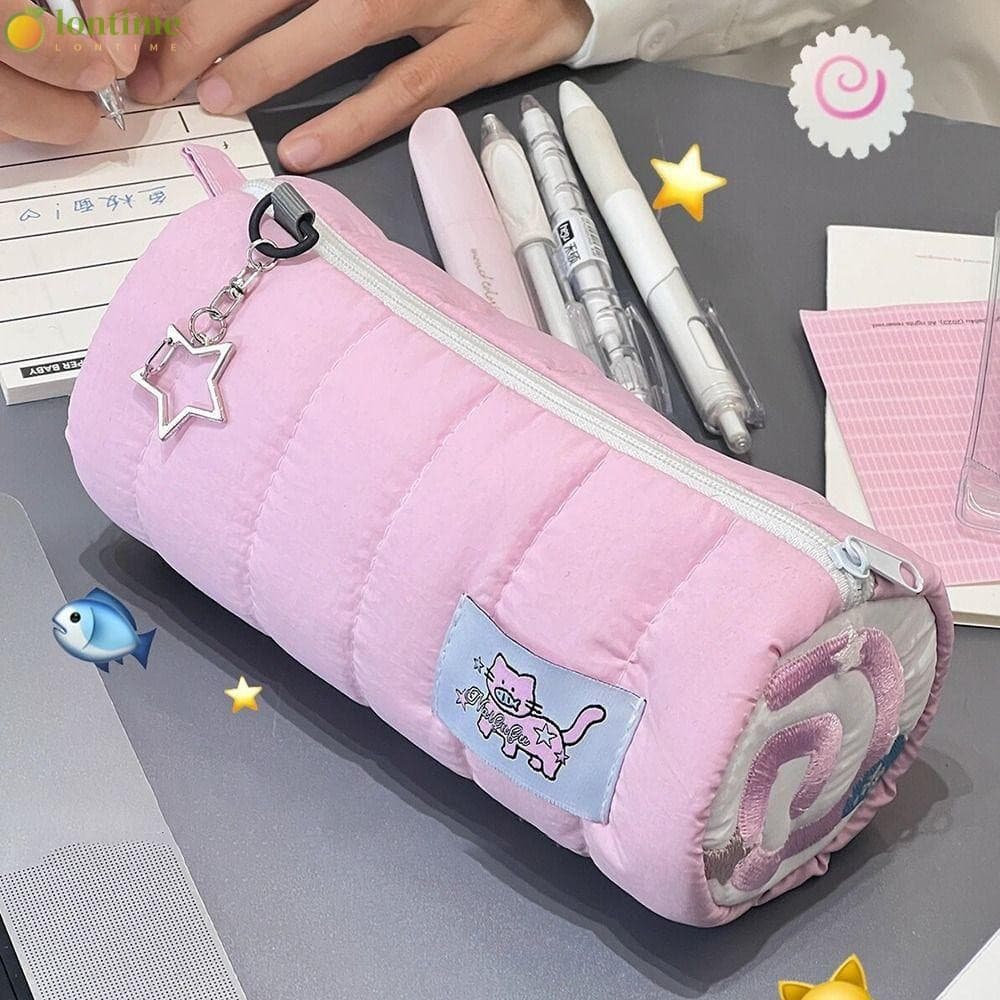 Bolsa Para Caneta LONTIME , Lápis Rosa De Toque Macio , Organizador De Papelaria De Grande Capacidade Meninos/Meninas