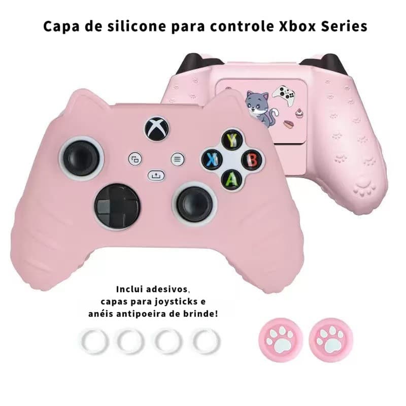 Capa de Silicone para Controle Xbox Series X/S - Protetora Antiderrapante e Anti-Poeira + 2 Grips