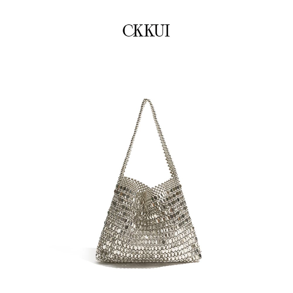 CKKUI Estilo Coreano Nicho Design Tecido Prata Bolsa Feminina Estilo Menina Quente Bolsa Frisada Bolsa de Ombro All-Matc