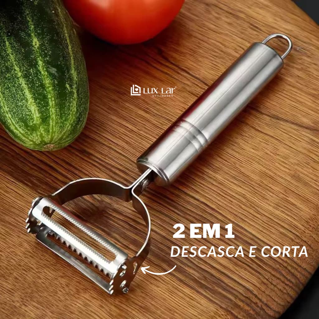 Descascador de Legumes Verduras Frutas Inox Ralador Fatiador 2 Em 1 Manual