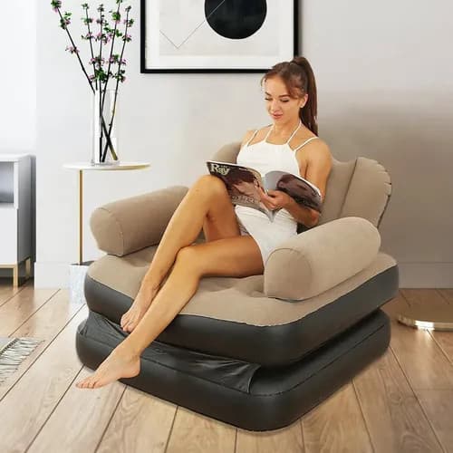 Sofá Cama Inflável Poltrona Portátil Espreguiçadeira Assento Puff Cadeira Sala Quarto Camping Praia