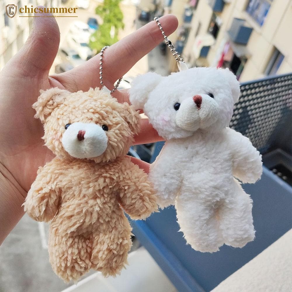 CHICSUMMER 12cm Bonito Urso De Pelúcia Chaveiro Pingente Macio Brinquedos Mochila Brinquedo Aniversário Para Crianças T2