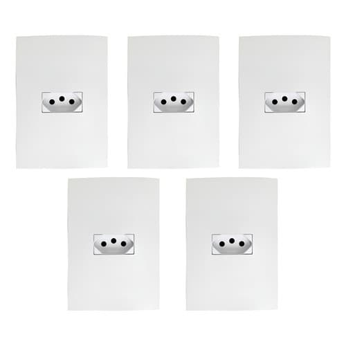 Kit 5 Conjuntos 1 Tomada Branco 2p+t 10a Ilumi I9