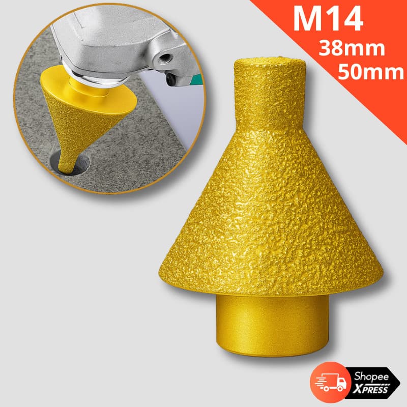 Broca Diamante M14 para Chanfrar Cerâmica Serra Cônica 38mm e 50mm