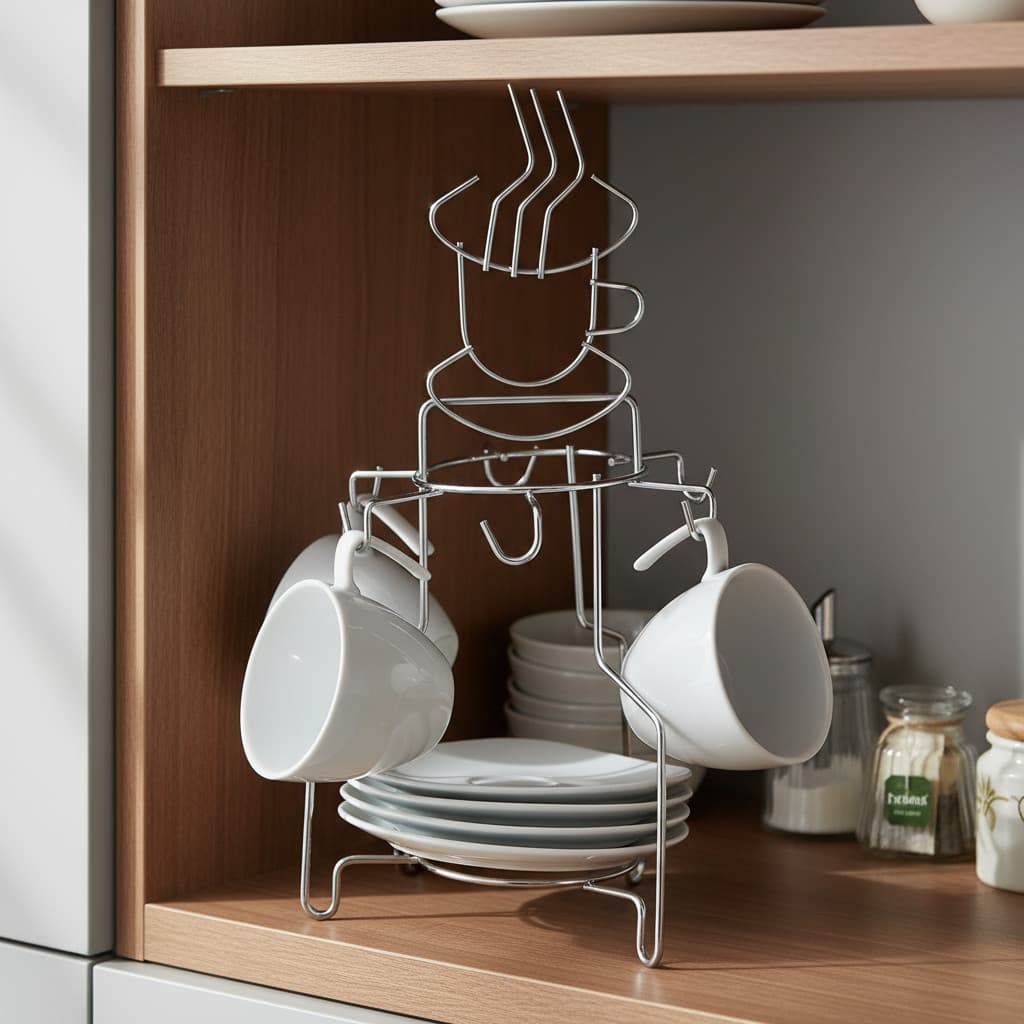 Suporte De Xícara E Pires Organizador Decorativo Café Prato
