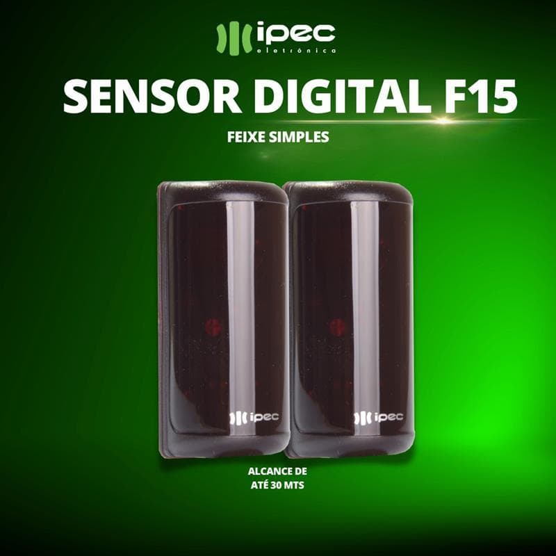 Sensor Barreira Ativo Infravermelho Feixe Simples F15 Digital Ipec