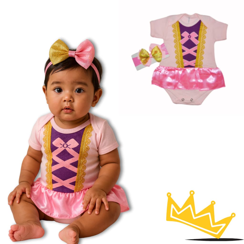 Body Bebê Infantil Menina Mêsversário Temático Princesa Aurora Básico Super Confortável