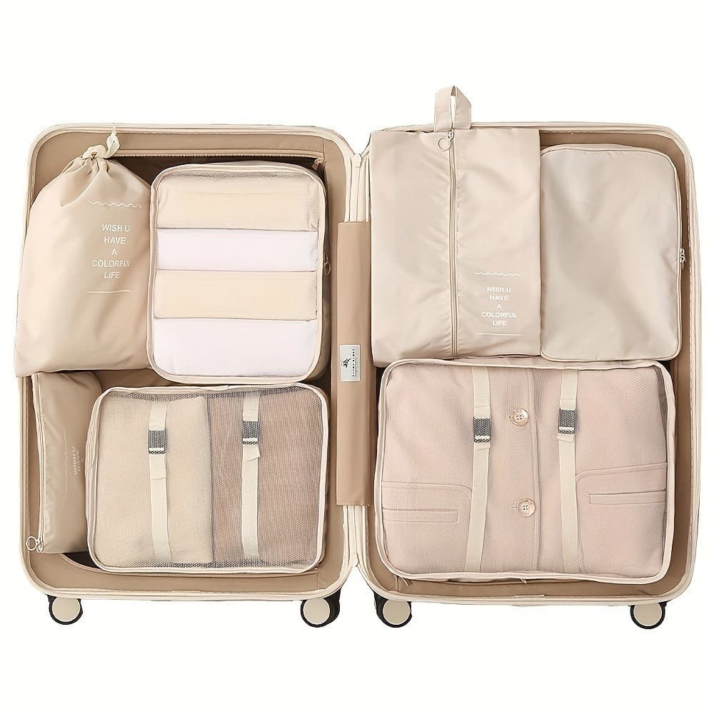 Kit Conjunto De 7 Peças Organizador De Viagem:Necessaire Digital,Bolsas Para Cosméticos E Roupas,Sacos Para Sapatos