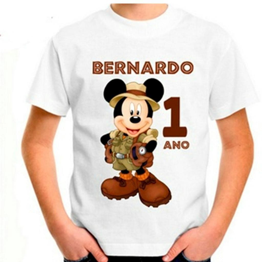 Camiseta  Personalizada Mickey Safari Adulto Infantil (LEIA A DESCRIÇÃO) 100%algodão