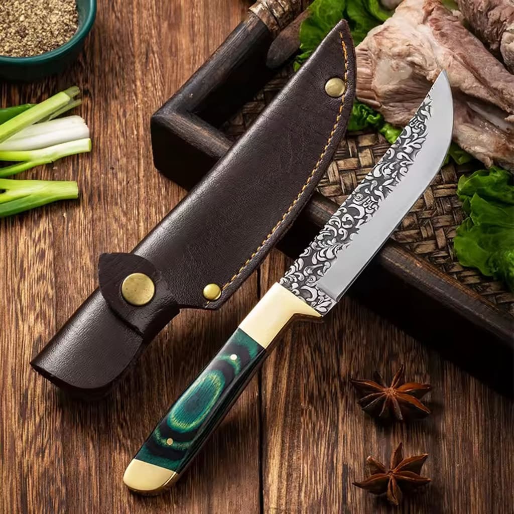Faca de Cozinha Artesanal  Pequena – Lâmina 9,6 cm Com Relevo  Inox 420J2