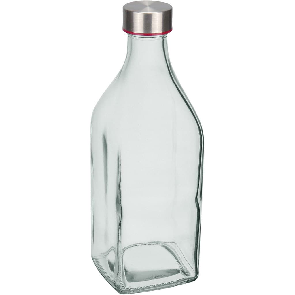 Garrafa Água Suco Leite Home&Co Vidro 1 Litro 25x9x9cm Transparente com Tampa
