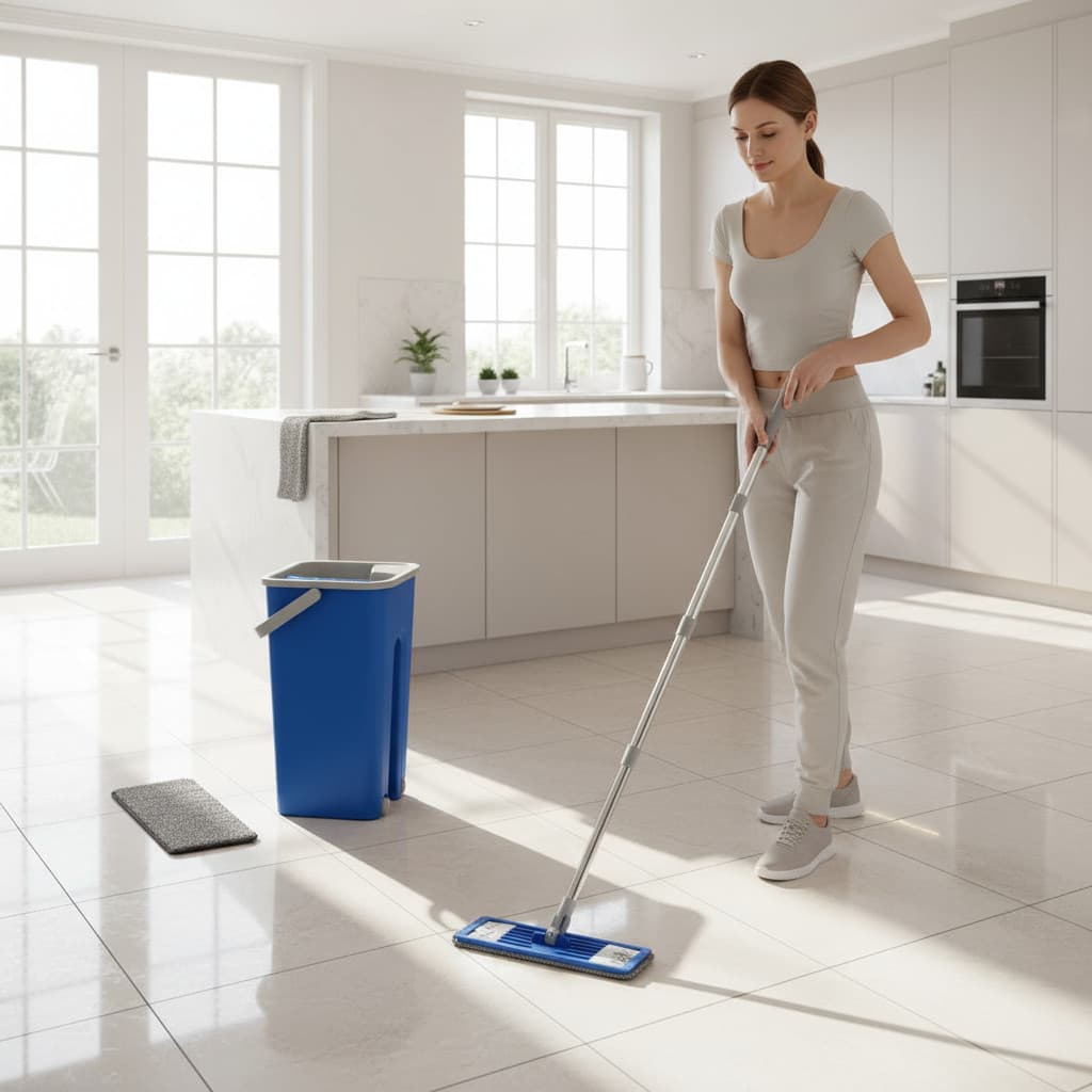 Rodo Rodo Flat Mop com Balde Lava Seca Com 2 Refil Sortido Rodo Magico Limpeza Pesada Leve
