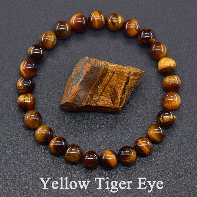 Pulseira elástica olho de tigre ametista pedra rosa ágata pulseira de contas de cores mistas