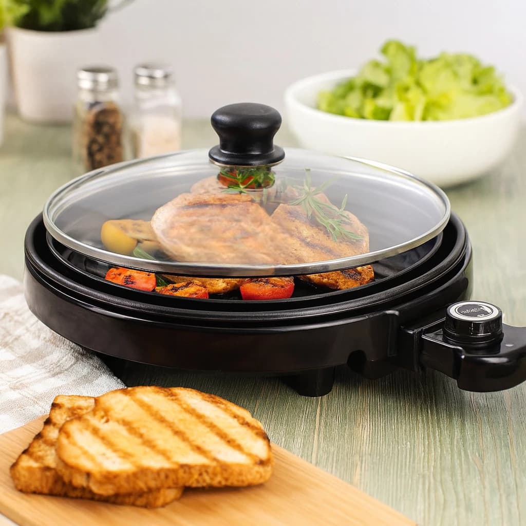 Grill Elétrico Redondo Preta Churrasqueira Grelhador Carne Assadeira  Eletrodoméstico