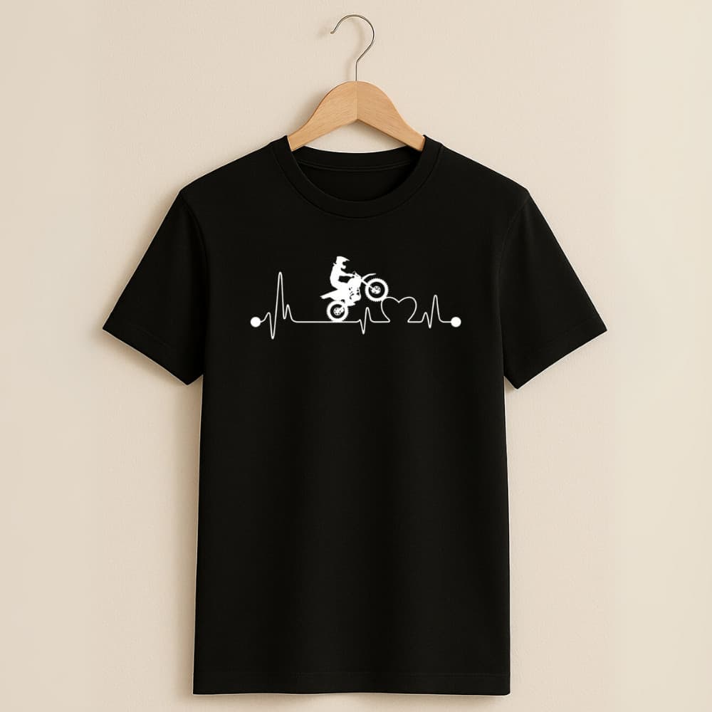 Camiseta Camisa Algodão Masculina Dia Dos Pais Estampa Batidas Coração Motocross 159 Presente Pai Moto Amor Envio Imedia