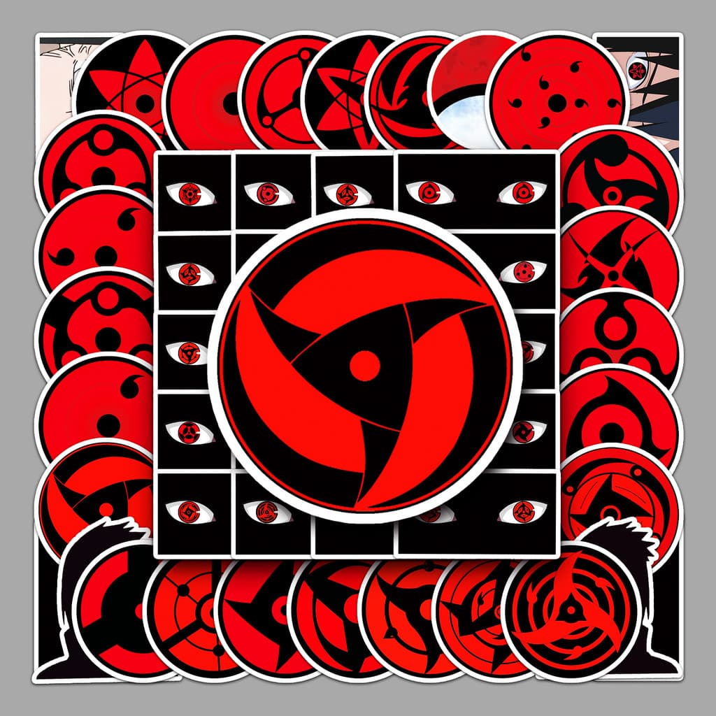 [Meow.Sensei] 50 Peças de Adesivos de Skate Personalizados de Graffiti Sharingan, Desenho Animado Japonês Naruto, Adesiv