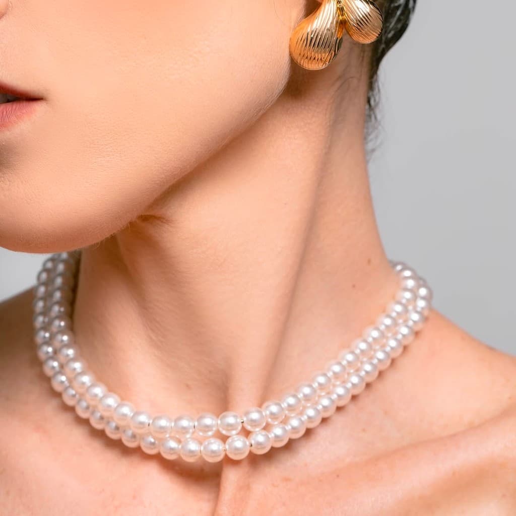COLAR BANHADO A OURO 18K CORRENTE PÉROLA ÁGUA DOCE