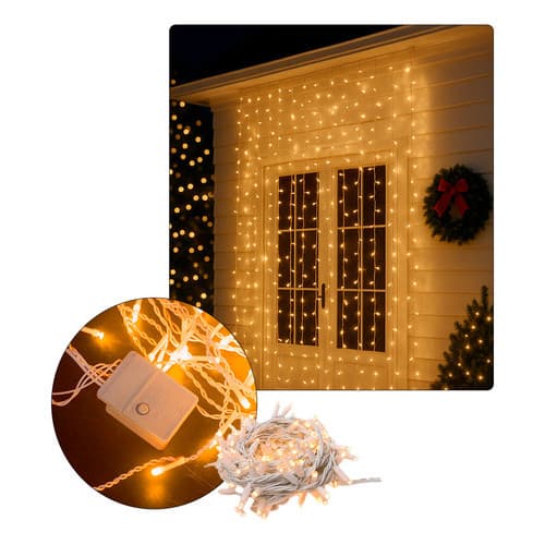 Cascata 400 Leds Natal 8 Funções 110/220v Colors 10 Metros - 8 Funções Branco Quente Natal
