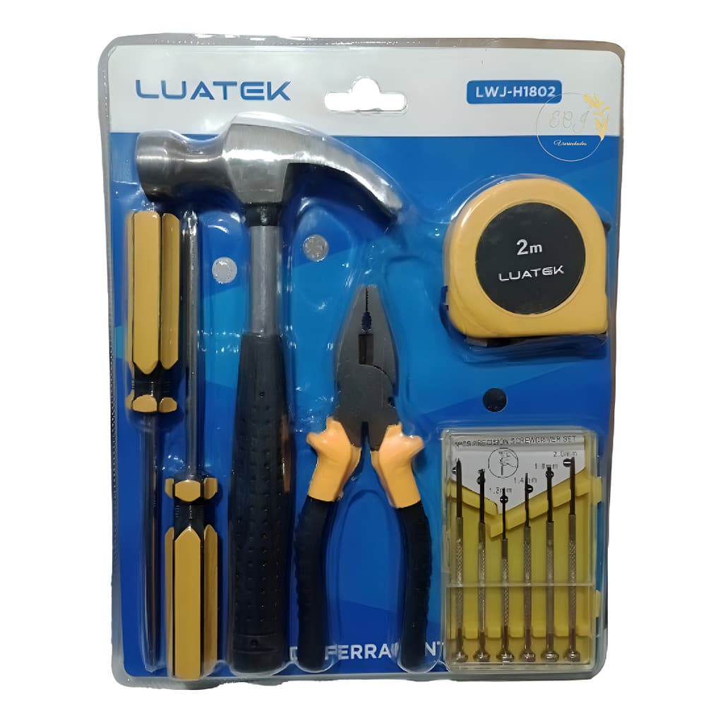 Kit Jogo De Ferramentas Básico Casa Chave De Fenda 11 Peças Cor Amarelo