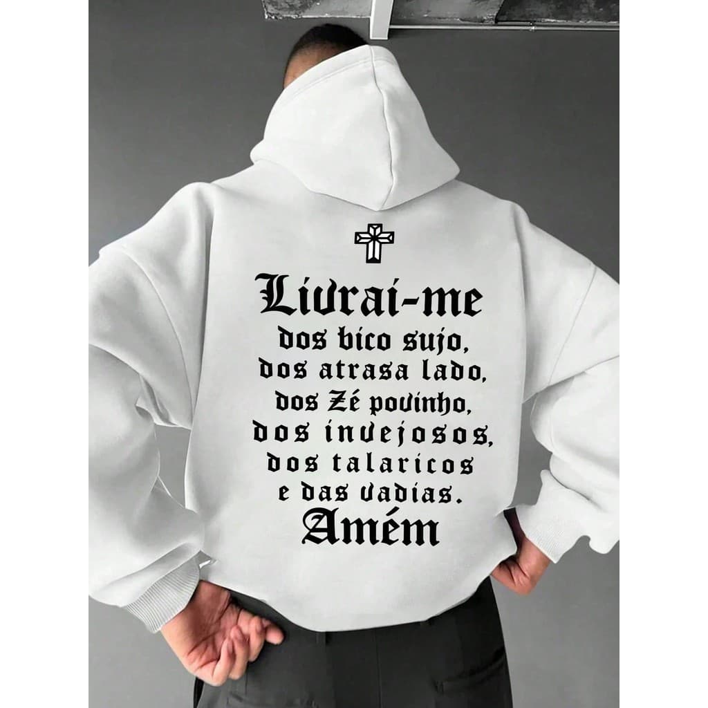 Blusa Moletom Canguru Racionais Mcs Oração Mano Brown Capuz E Bolso