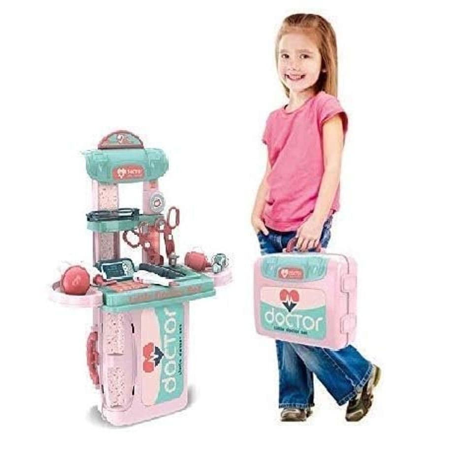 Kit Médico Infantil 3 em 1 Chalé da Stella - Vira Maleta Portátil e Consultório Doutor de Brinquedo