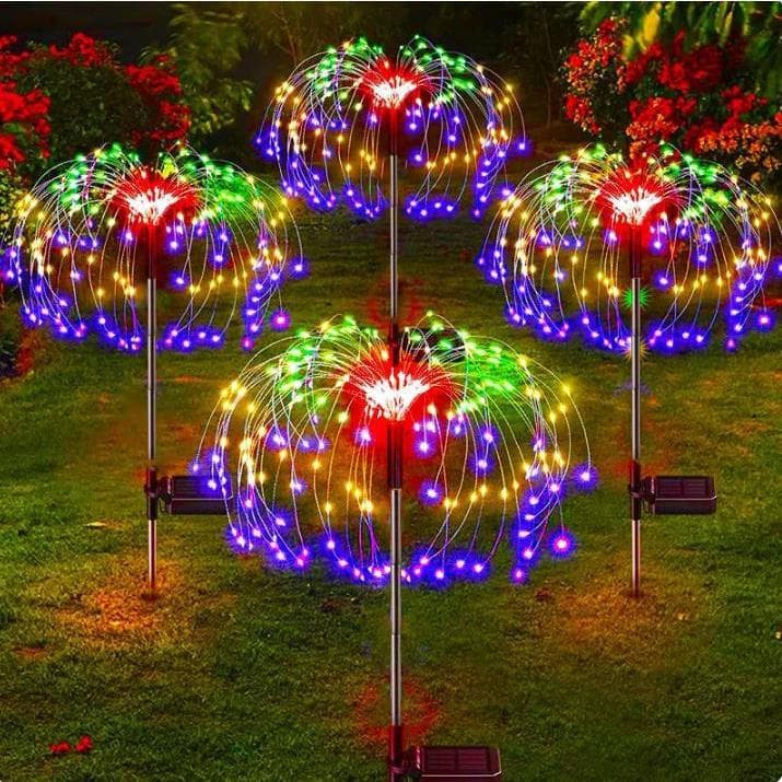 Luz Solar Estrela Fogos de Artifício Luzes à Prova d'Água para Exterior Decoração de Jardim de Natal 8UFH