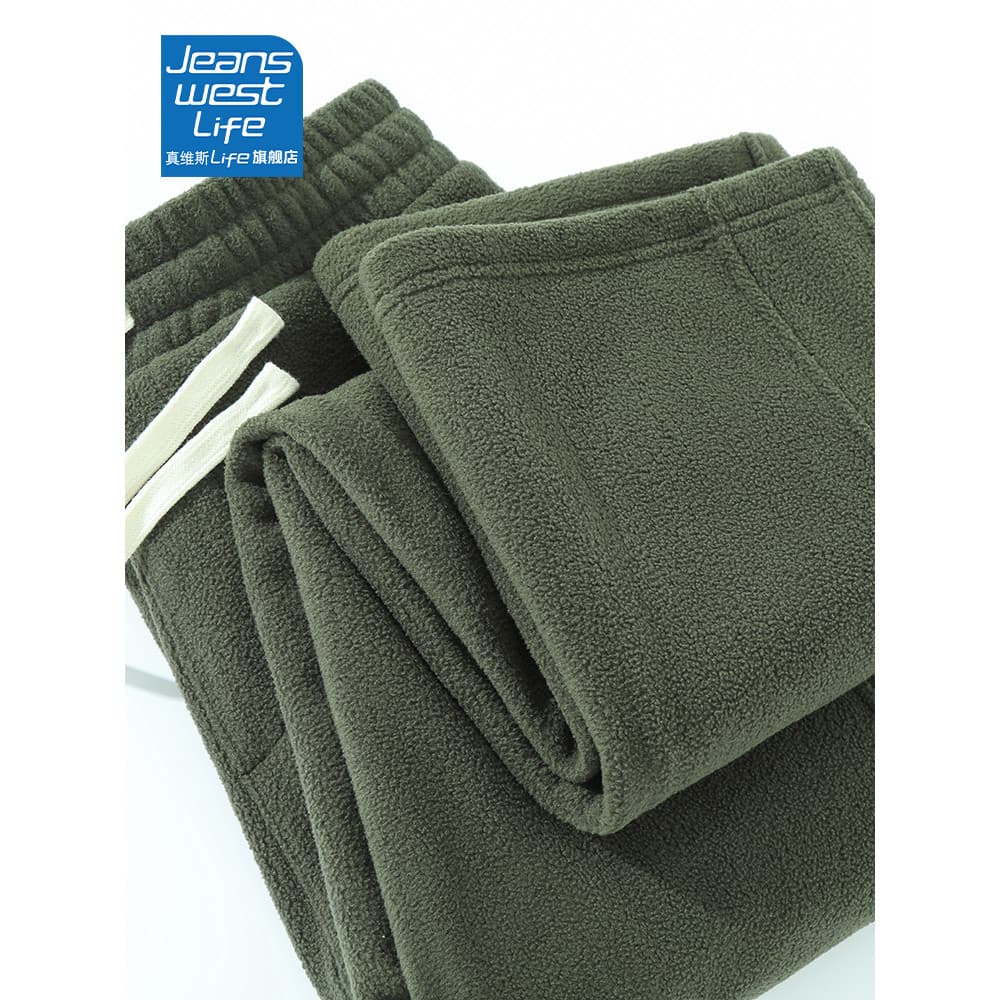 Zhenweisi LIFE Calça masculina com forro de lã, calça reta Casual de lã, forro de lã masculino, calça de moletom espessa