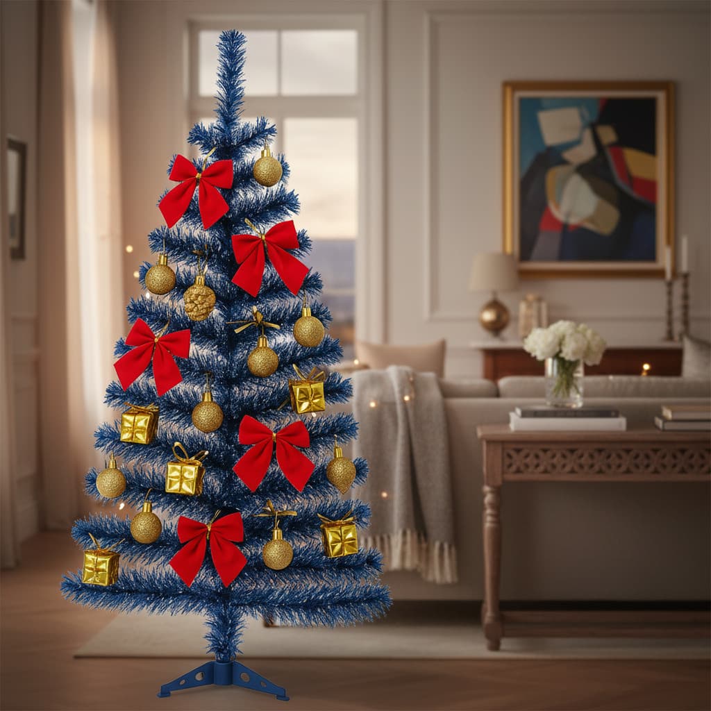 Árvore Natal Nevada 120cm + 2kit 42 Enfeite Dourado Vermelho