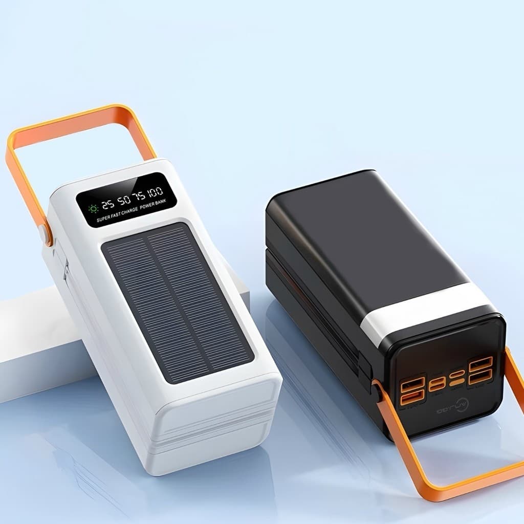 Power Bank Solar 50000mAh com 4 Saídas USB Carregamento Rápido Bidirecional