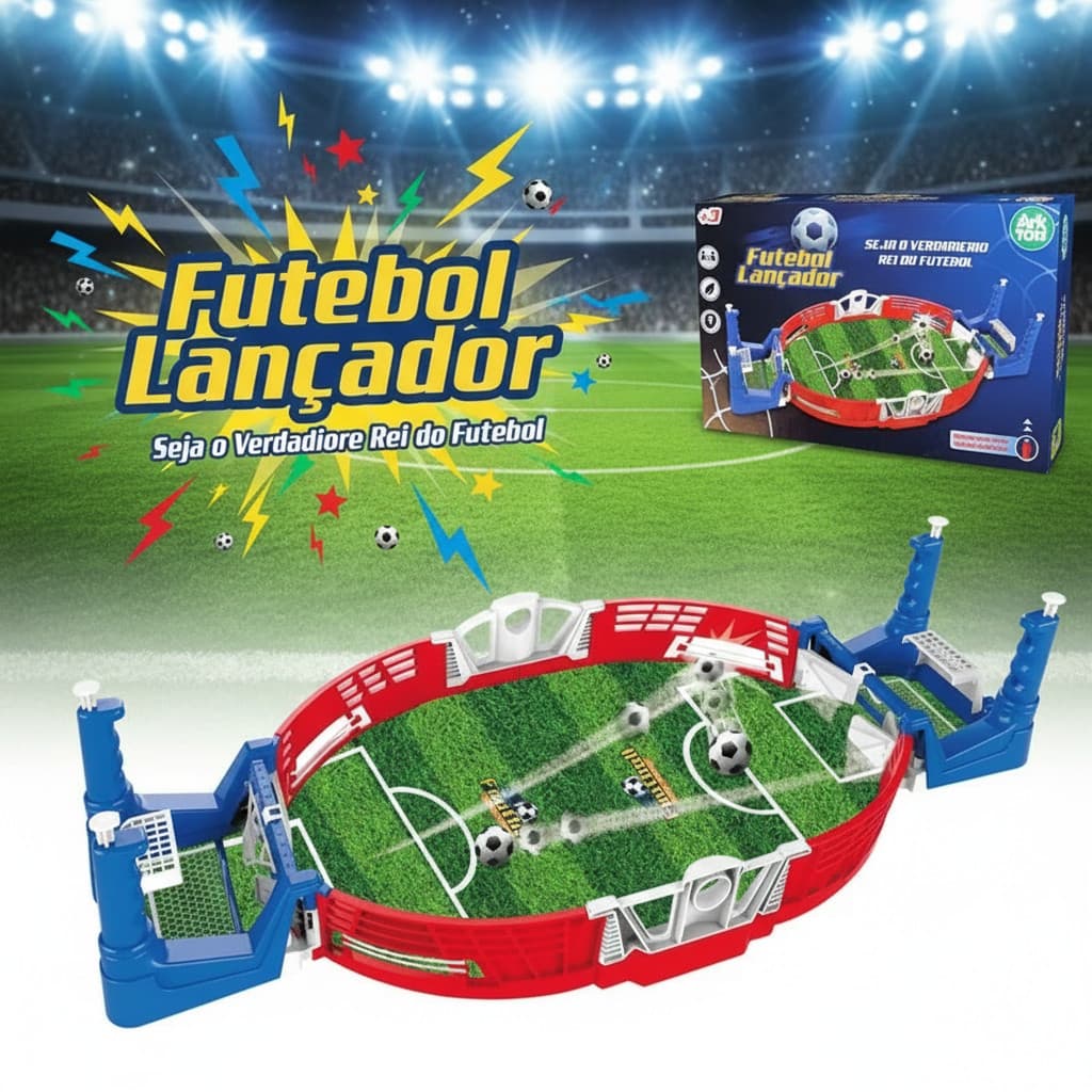 Brinquedo Jogo lançador de Futebol de Mesa Portátil Gol a Gol Mini