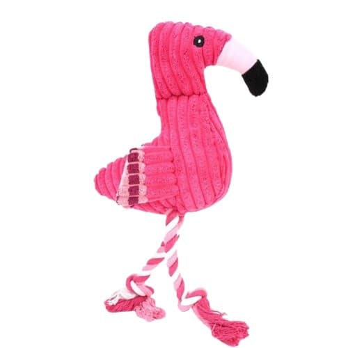 Brinquedo Flamingo de Pelúcia Corda com Apito para Cachorro