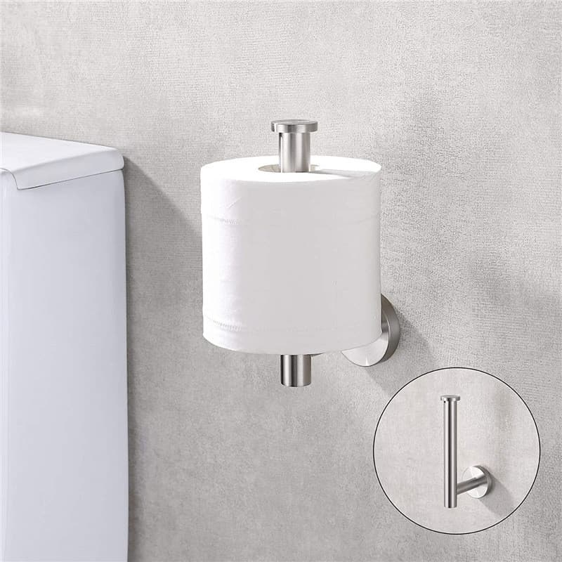 Porta Papel Higiênico em Aço 304 Inox com Gancho Autoadesivo para Parede