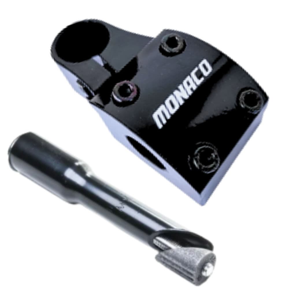 Mesa Suporte de Guidão Cross Monaco Over Para Bike Preta + Adaptador Ahead Set Garfo Rosca Fina