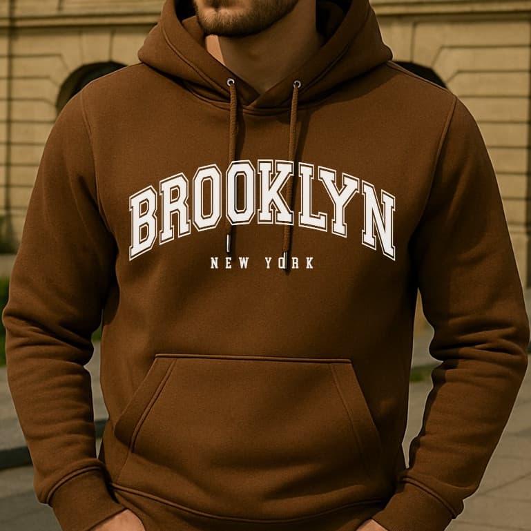 Moletom blusa de frioBrooklyn Com Bolso Capuz Estilo Canguru Moleton Casual Casaco Inverno Algodão Unissex