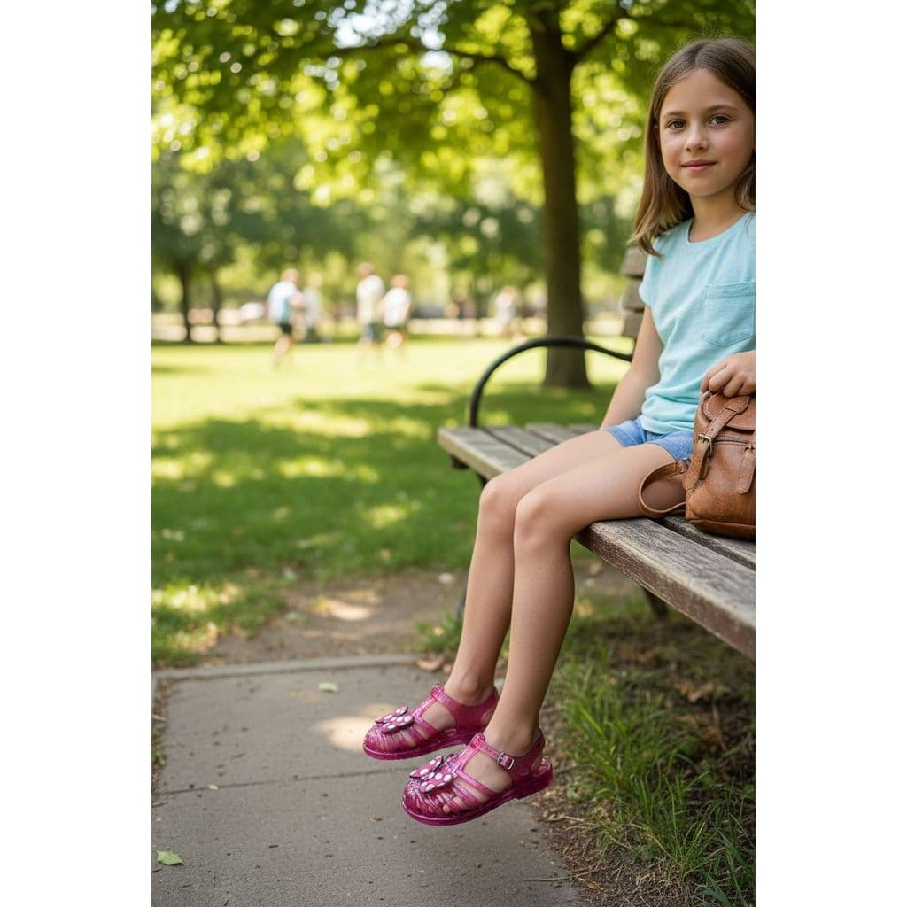 Sandalia Infantil Menina Melissinha Transparente Cristal Laço Confortável Leve 2026 Rosa Gliter AD