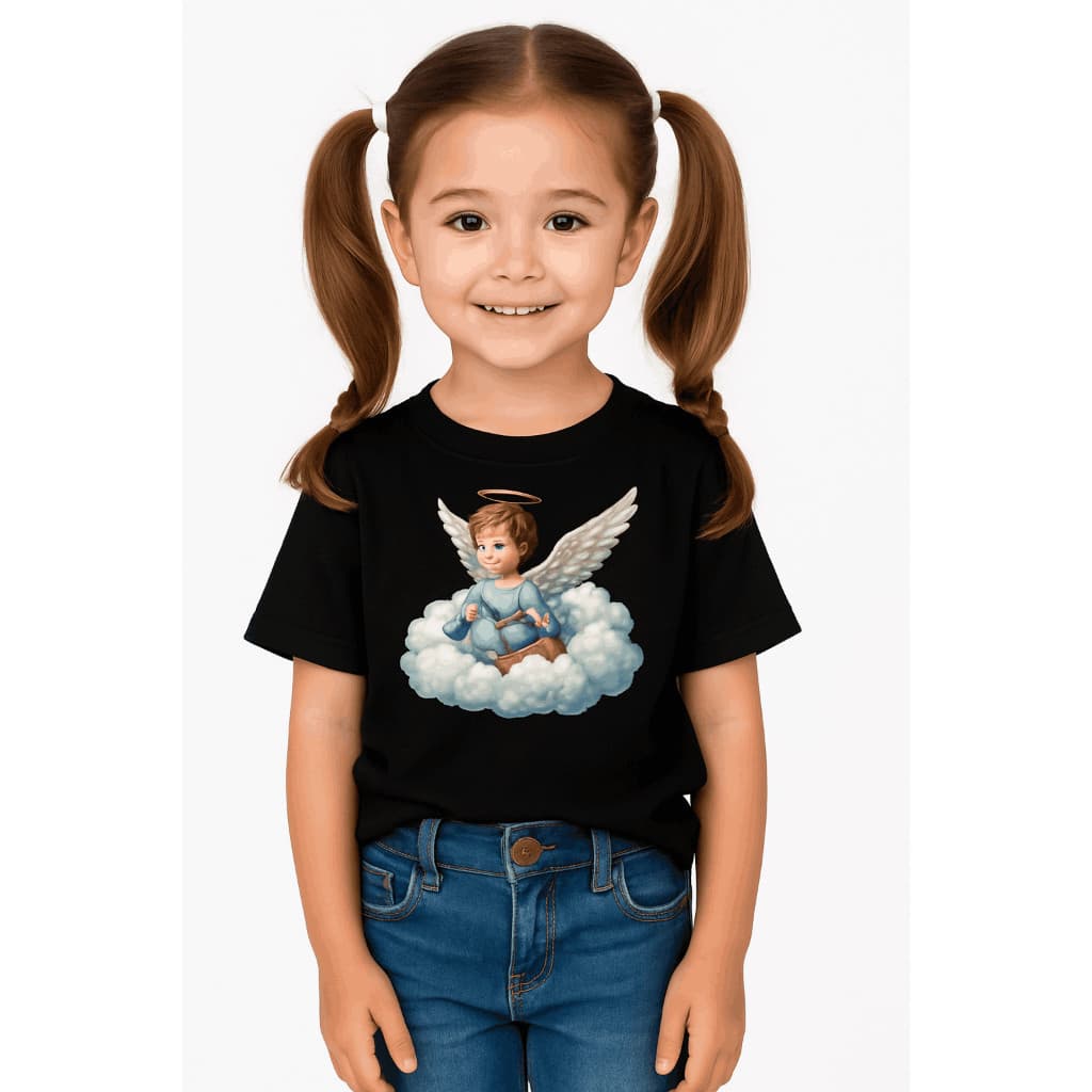 Camiseta Infantil Anjinho nos Céus – Doçura e Proteção em Cada Detalhe