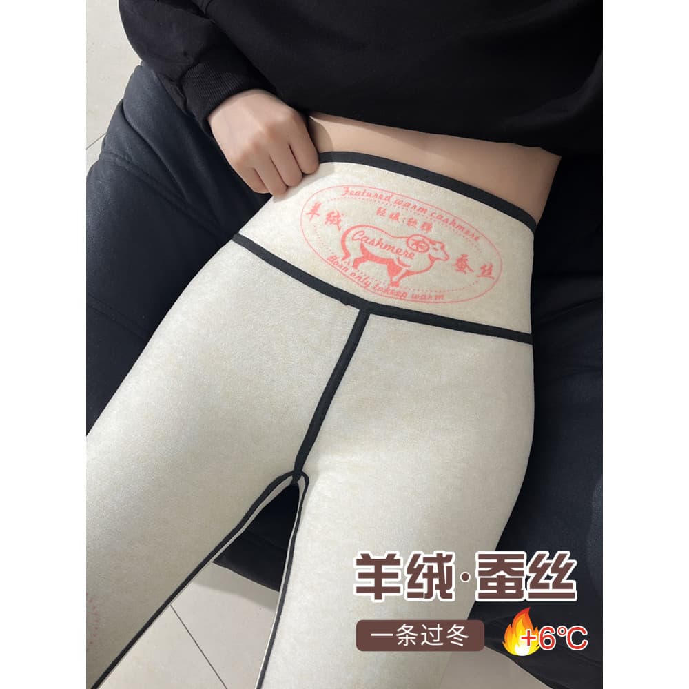 Calças de tubarão de seda de caxemira feminina roupa exterior outono inverno 2025 novo estilo calças de algodão quente c