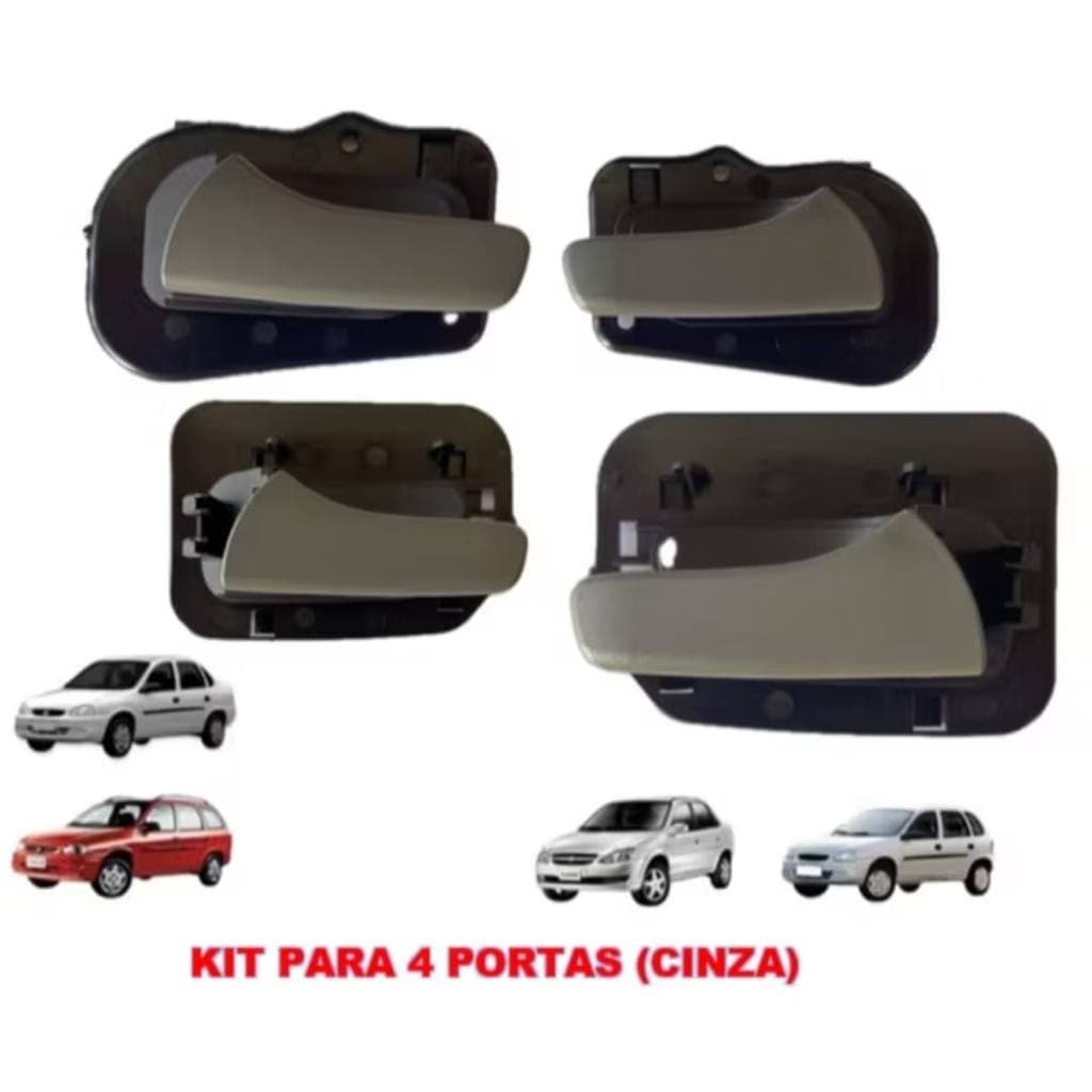 Kit 04 Maçanetas internas Corsa 95 a 2002 Corsa Classic Todos Cor Cinza