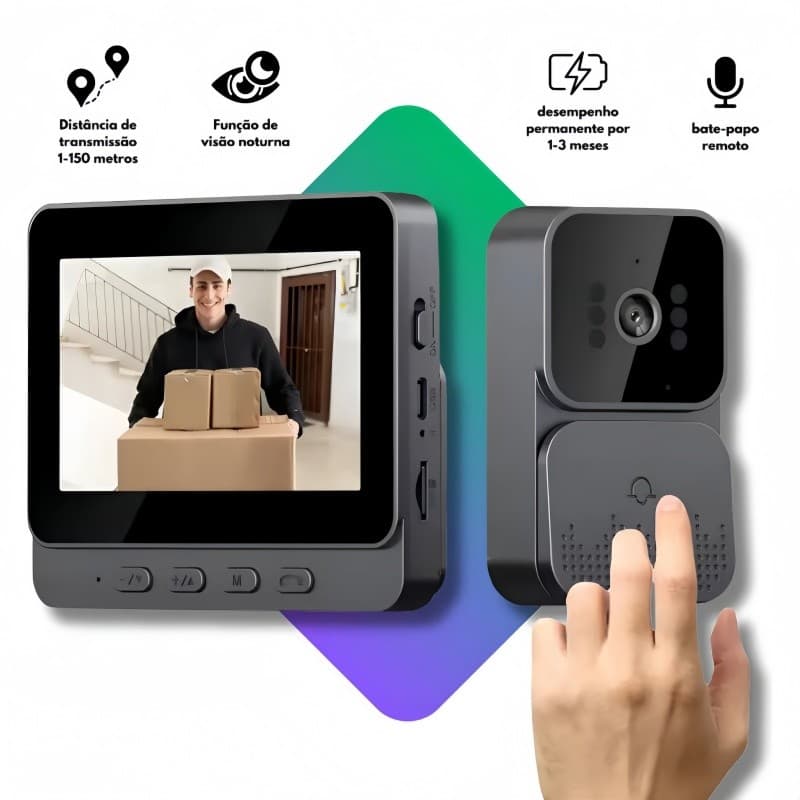 Campainha Vídeo Com Câmera Sem Fio Doméstica Com Campainha Campainha Sem Fio Com Câmera E Intercomunicador De Tela