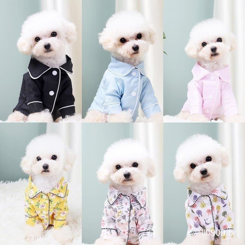 [7 Cores] Pijama Para Cachorro Estilo Francês Soft Pijamas Cachorrinhos Camisa Confortável Gatos Roupas Animais De Estim