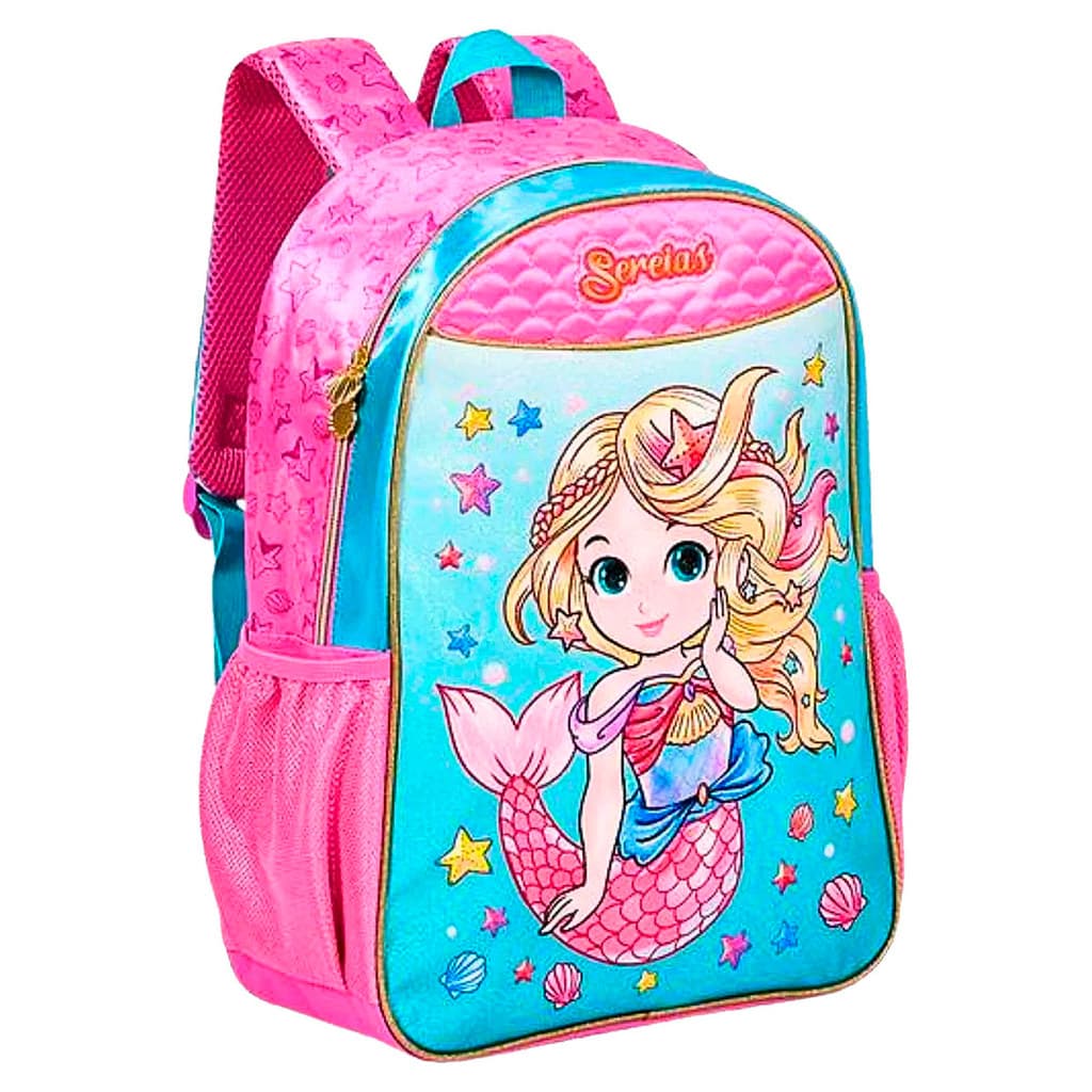 Mochila Costa Sereia Menina Infantil Grande Escolar