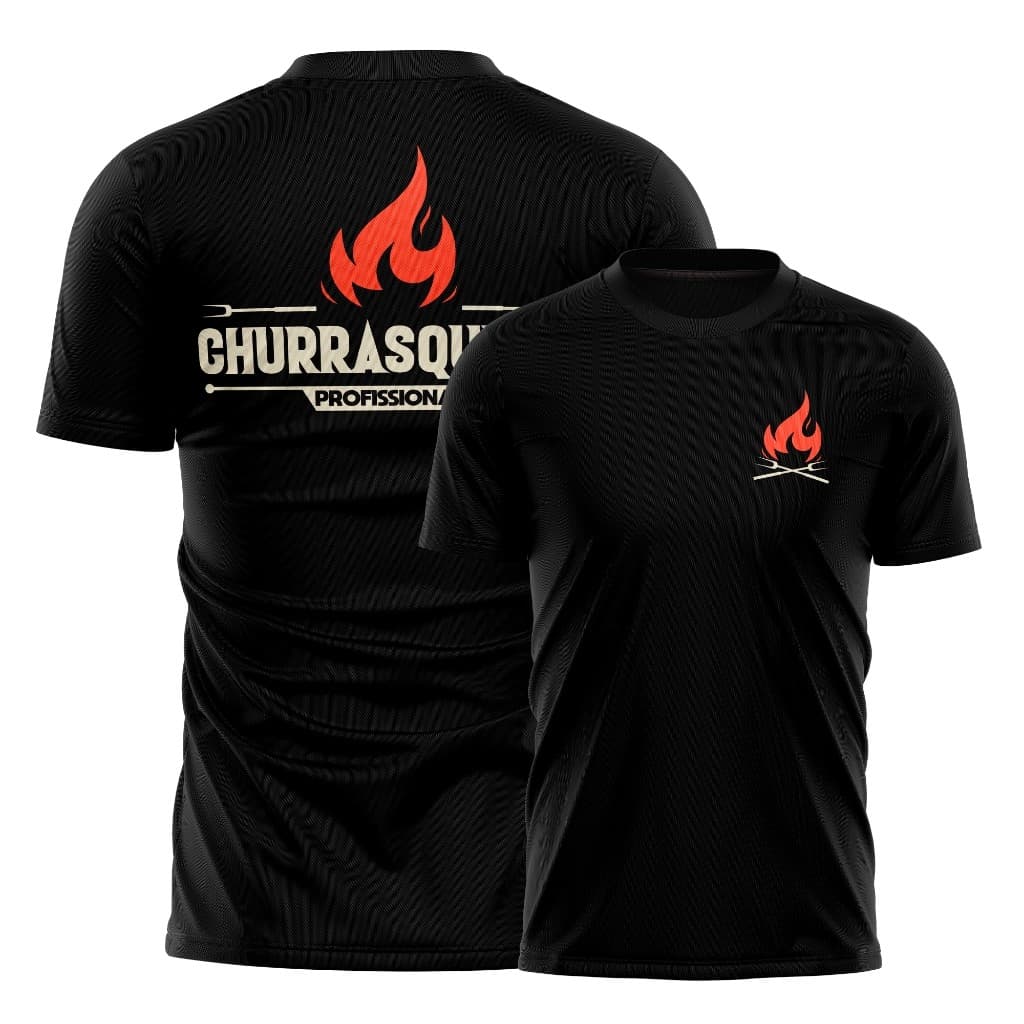 viniele apresenta camiseta 100% algodão CAMISETA  Camiseta Churrasqueiro Profissional Uniforme Trabalho Confortá