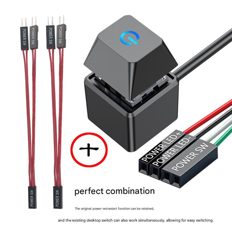 Botão interruptor de mesa para computador Host, chassi de mesa, botão liga/desliga externo, Internet, café, mecânico ext