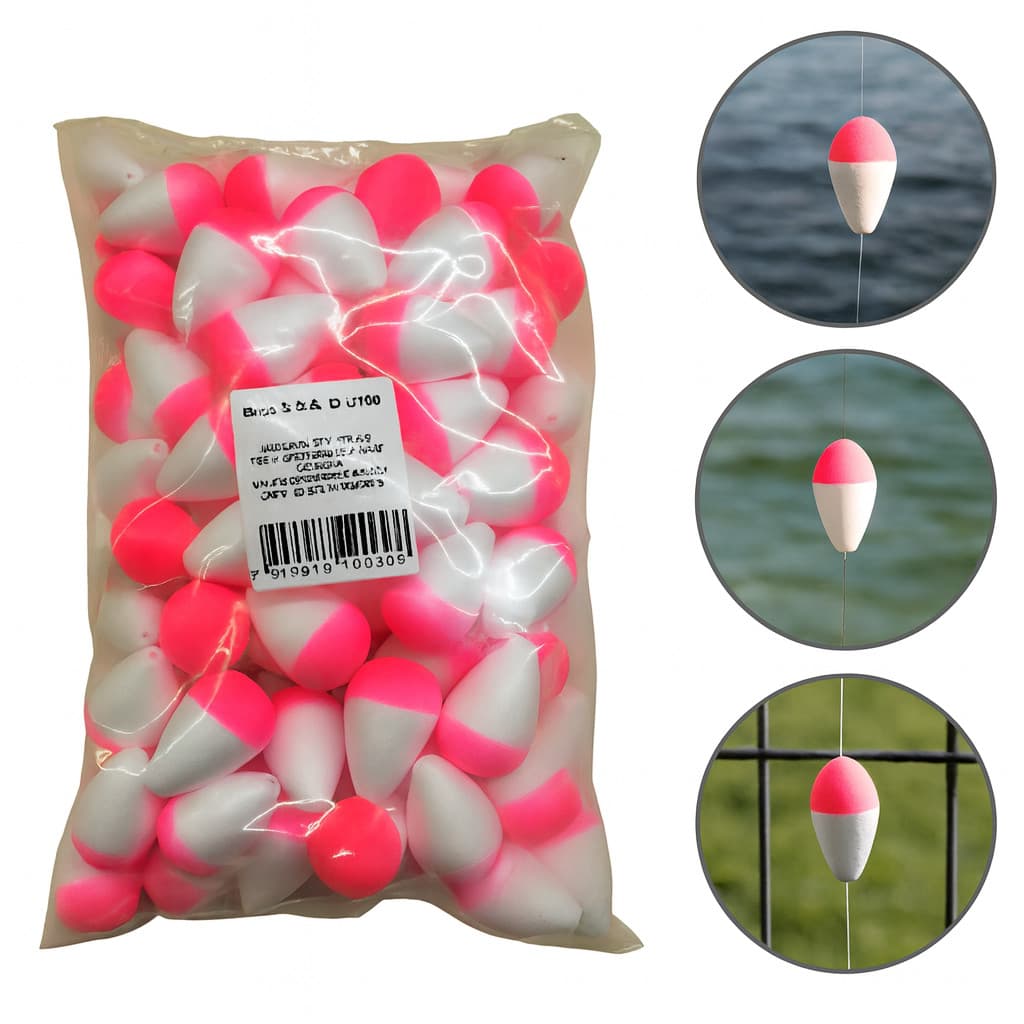 Boias de Isopor para Pesca Nº0 ao 5 Kit 100 Unidades – Ideal Para Tilápia, Lago, Rio e Pesqueiros