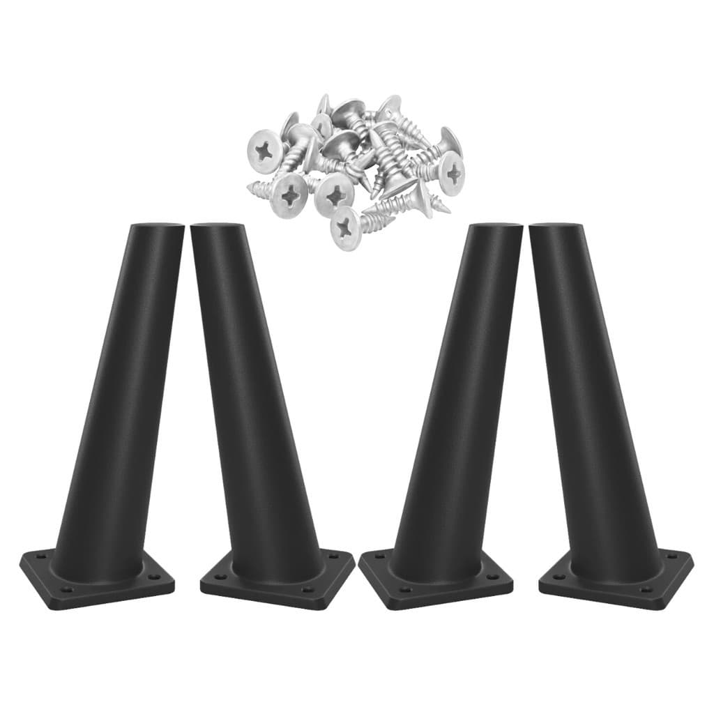Kit 4 Pés Palito PVC 27cm Cor Preto Com Parafusos Para Móveis, Mesas E Criados