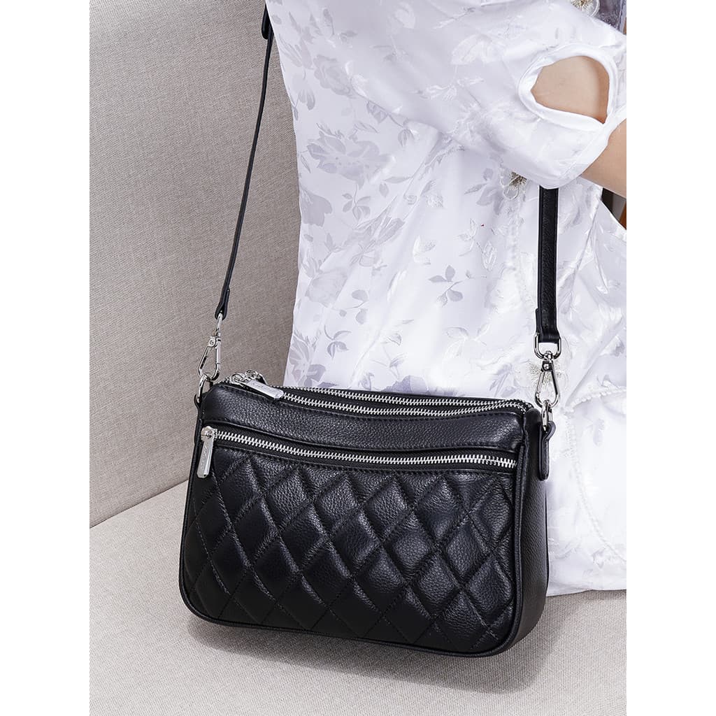 Multi-camada de couro macio mãe saco do mensageiro feminino de meia-idade novo estilo couro genuíno pequeno saco moda lo