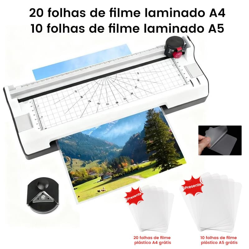 Plastificadora e Laminadora Portátil A4 e A5 127V  +20 folhas de filme laminado A4 10 folhas de filme laminado A5