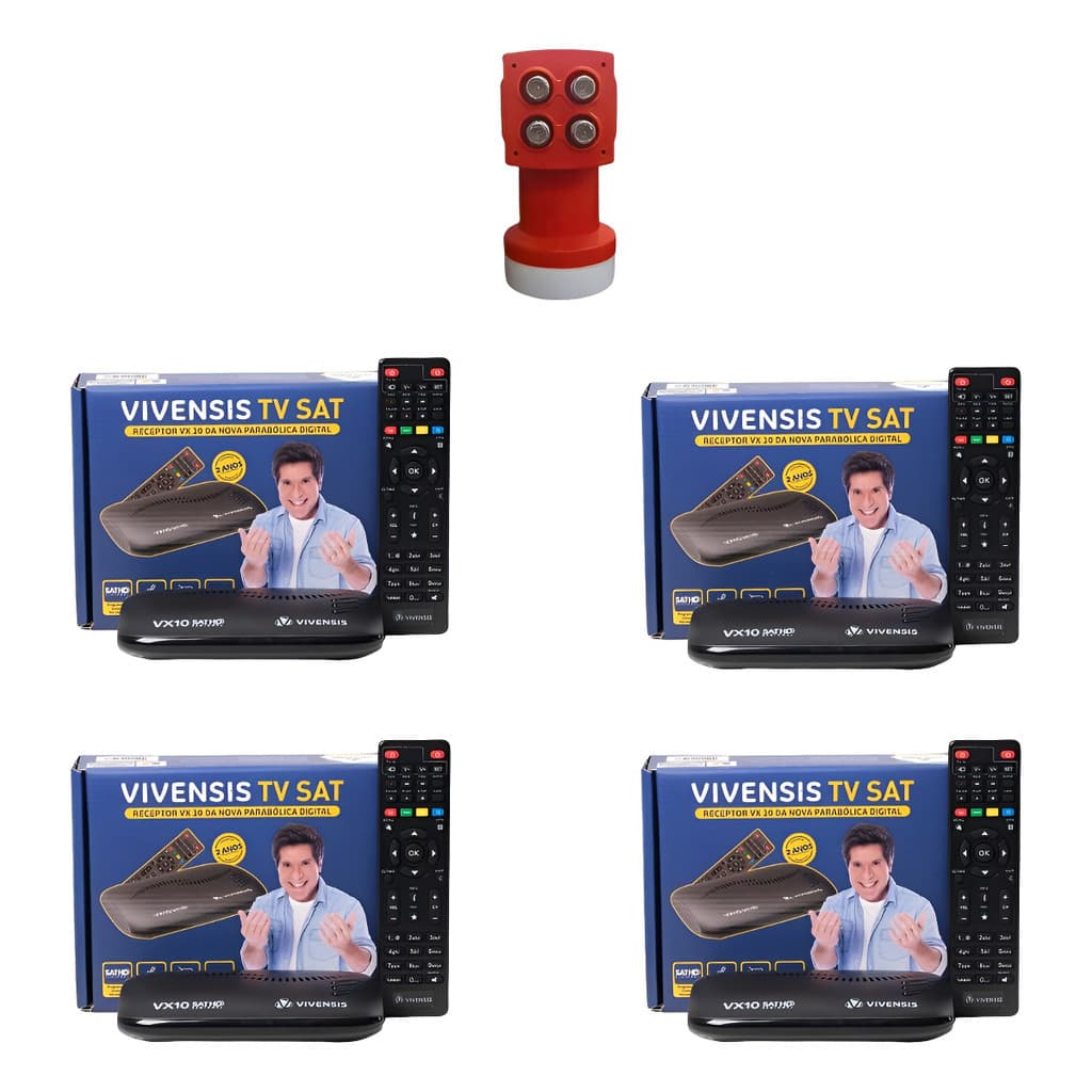Kit 4 Receptores Digitais Vivensis Vx10 + Lnbf  Quádruplo